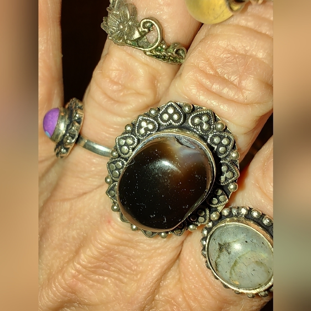 Labradorite Ring Size 8.5 Alloy - Picture 8 of 13